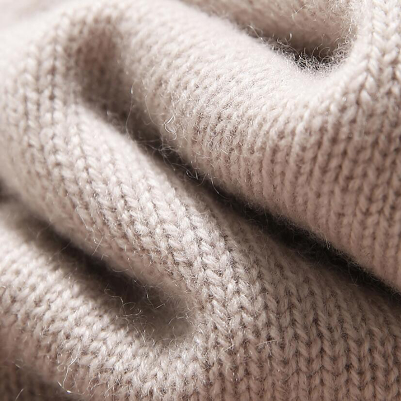 Pure Cashmere Sweater Beige Loose Pullover Neck Lady Winter Sweater 100%cashmere 